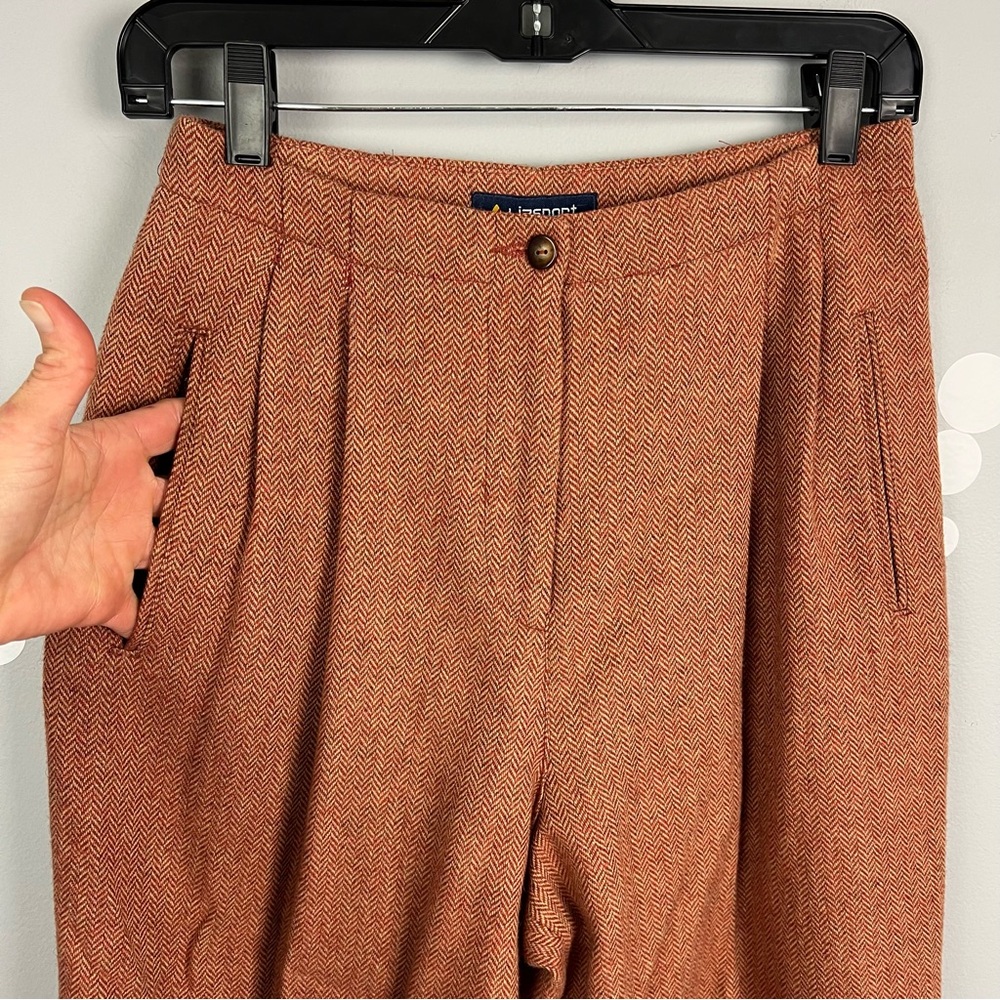 LIzSport Vintage Tweed Pantsuit Rust Herringbone Blazer Pants Set Size 6 - Picture 9 of 15